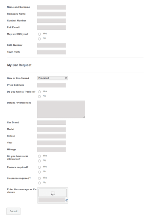 Car Request Form Template