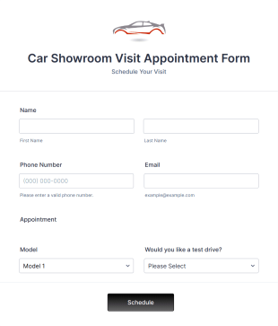 Car Showroom Visit Appointment Form Template