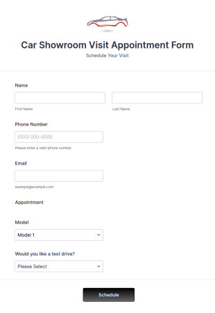 Car Showroom Visit Appointment Form Template