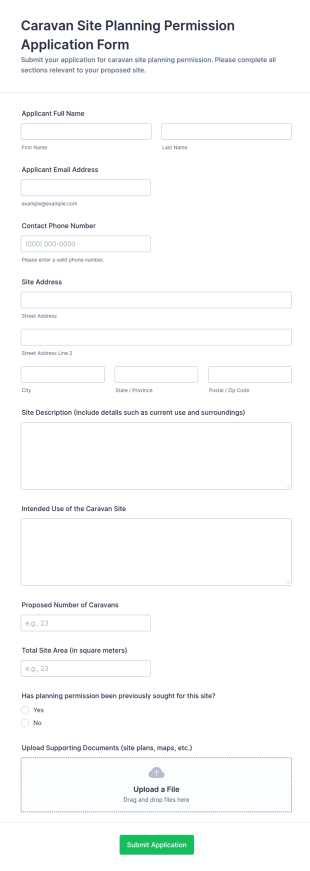 Caravan Site Planning Permission Application Form Template