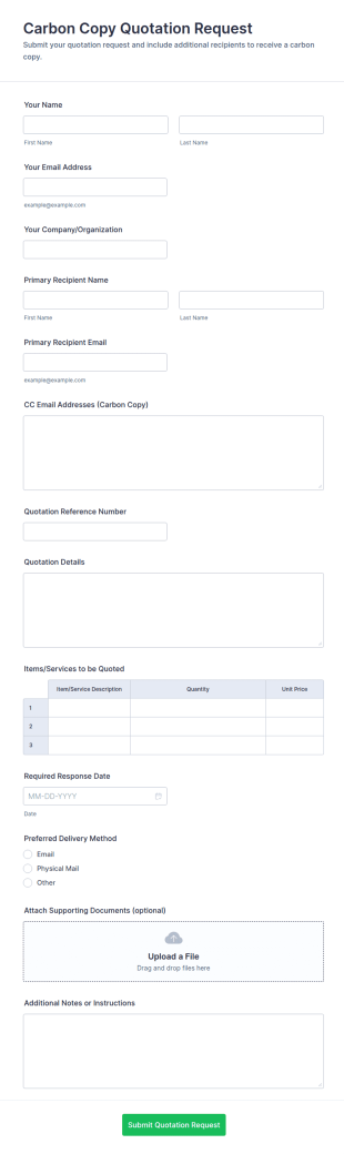 Carbon Copy Quotation Request Form Template