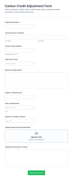 Carbon Credit Adjustment Form Template