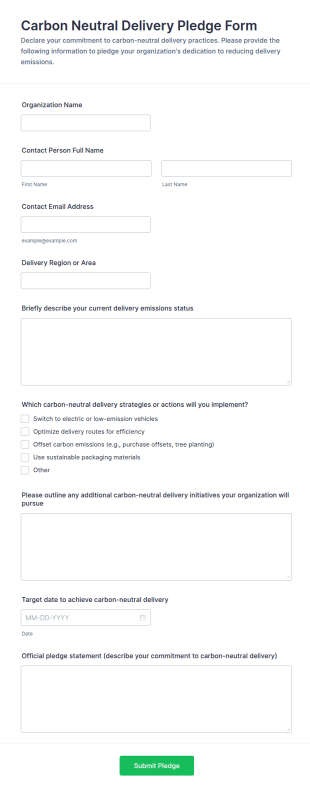 Carbon Neutral Delivery Pledge Form Template