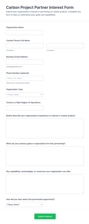 Carbon Project Partner Interest Form Template