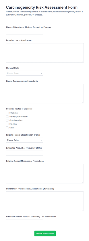 Carcinogenicity Risk Assessment Form Template
