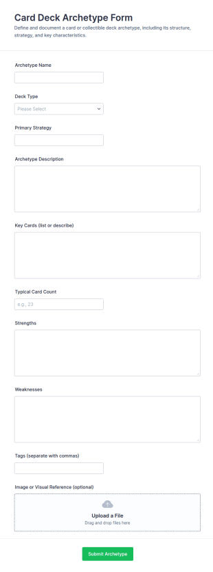 Card Deck Archetype Form Template