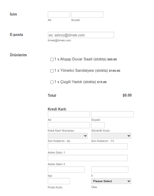 CardConnect Mobilya Sipariş Form Şablonu