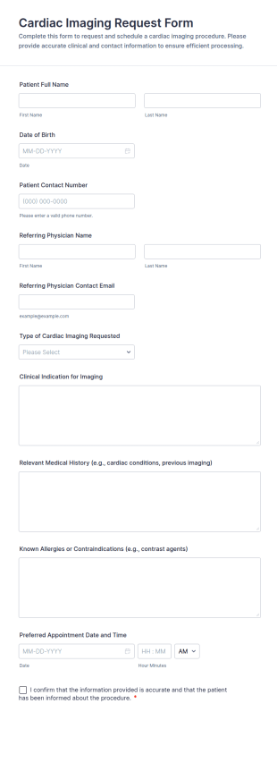 Cardiac Imaging Request Form Template