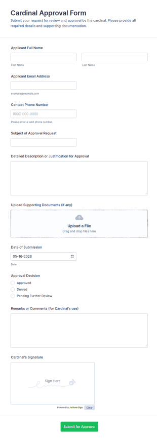 Cardinal Approval Form Template