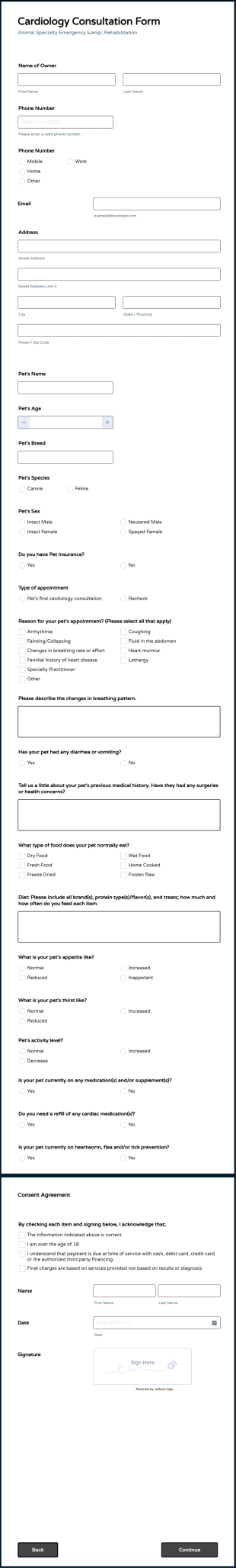 Cardiology Consultation Form Template