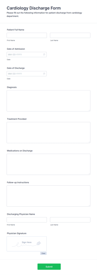 Cardiology Discharge Form Template