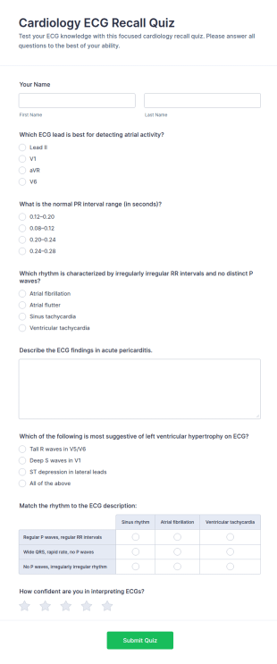 Cardiology ECG Recall Quiz Form Template