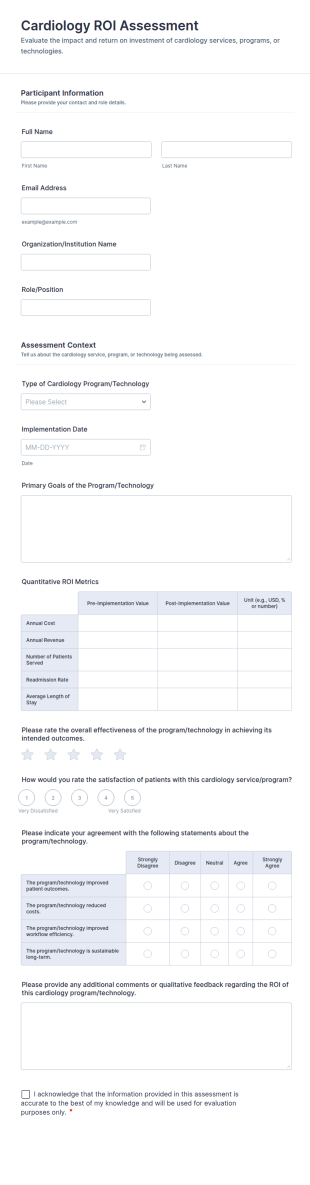 Cardiology ROI Assessment Form Template