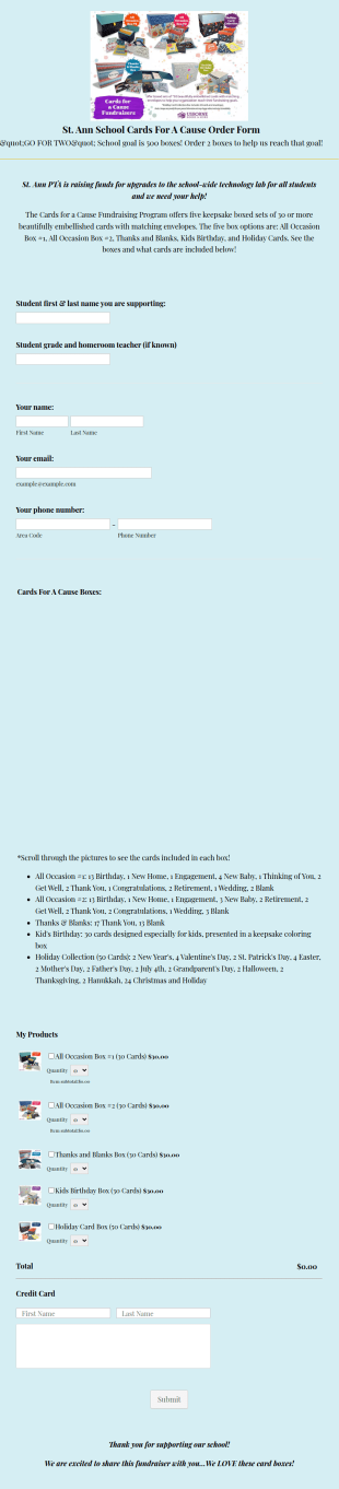 Cards For A Cause Order Form Template