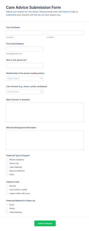 Care Advice Submission Form Template