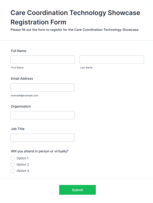 Care Coordination Technology Showcase Registration Form Template