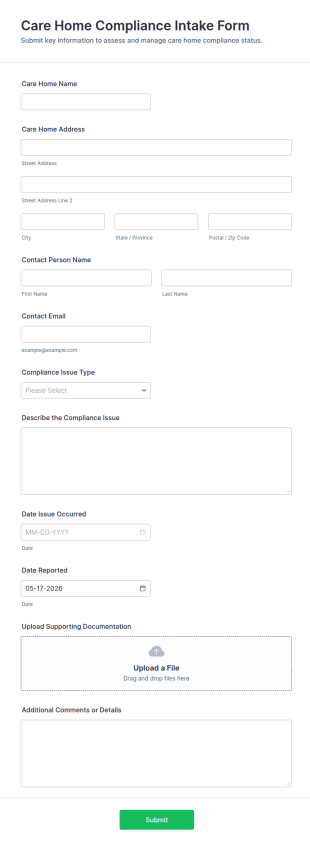 Care Home Compliance Intake Form Template