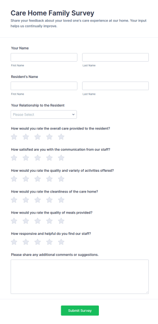 Care Home Family Survey Form Template