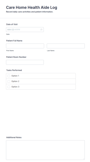 Care Home Health Aide Log Form Template