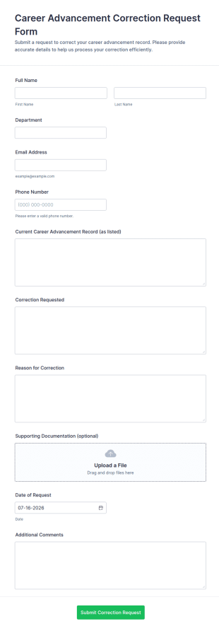 Career Advancement Correction Request Form Template