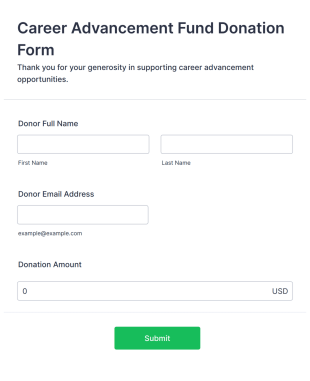 Career Advancement Fund Donation Form Template