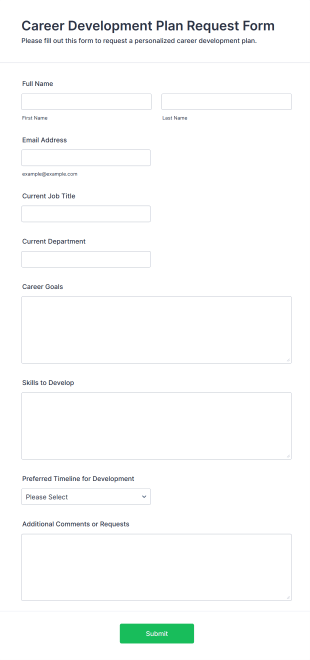 Career Development Plan Request Form Form Template