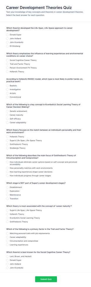 Career Development Theories Quiz Form Template