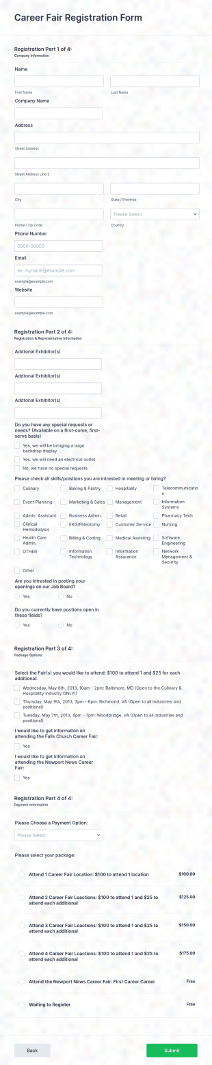 Career Fair Registration Form Template