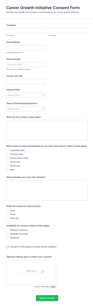 Career Growth Initiative Consent Form Template