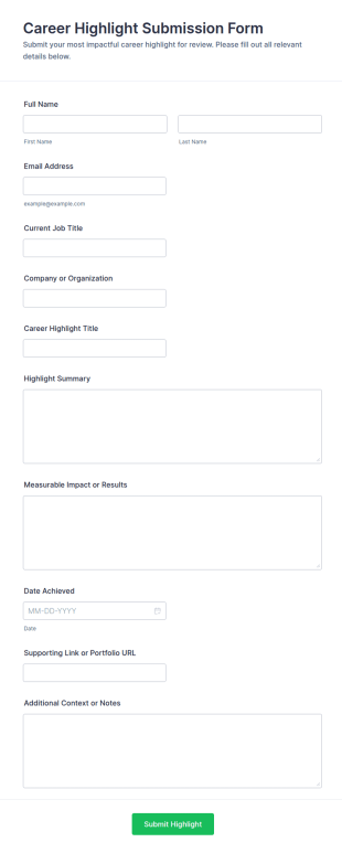 Career Highlight Submission Form Template