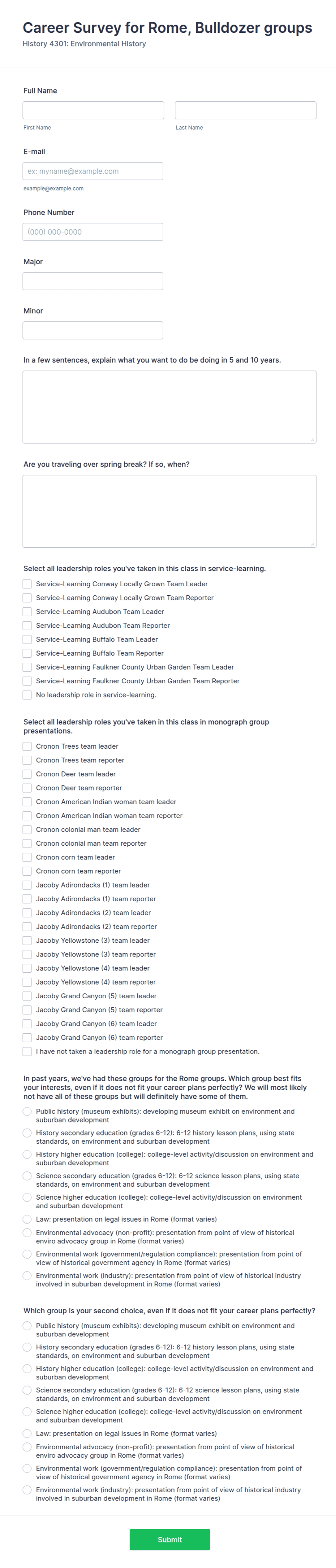 Career Interest Form Template | Jotform