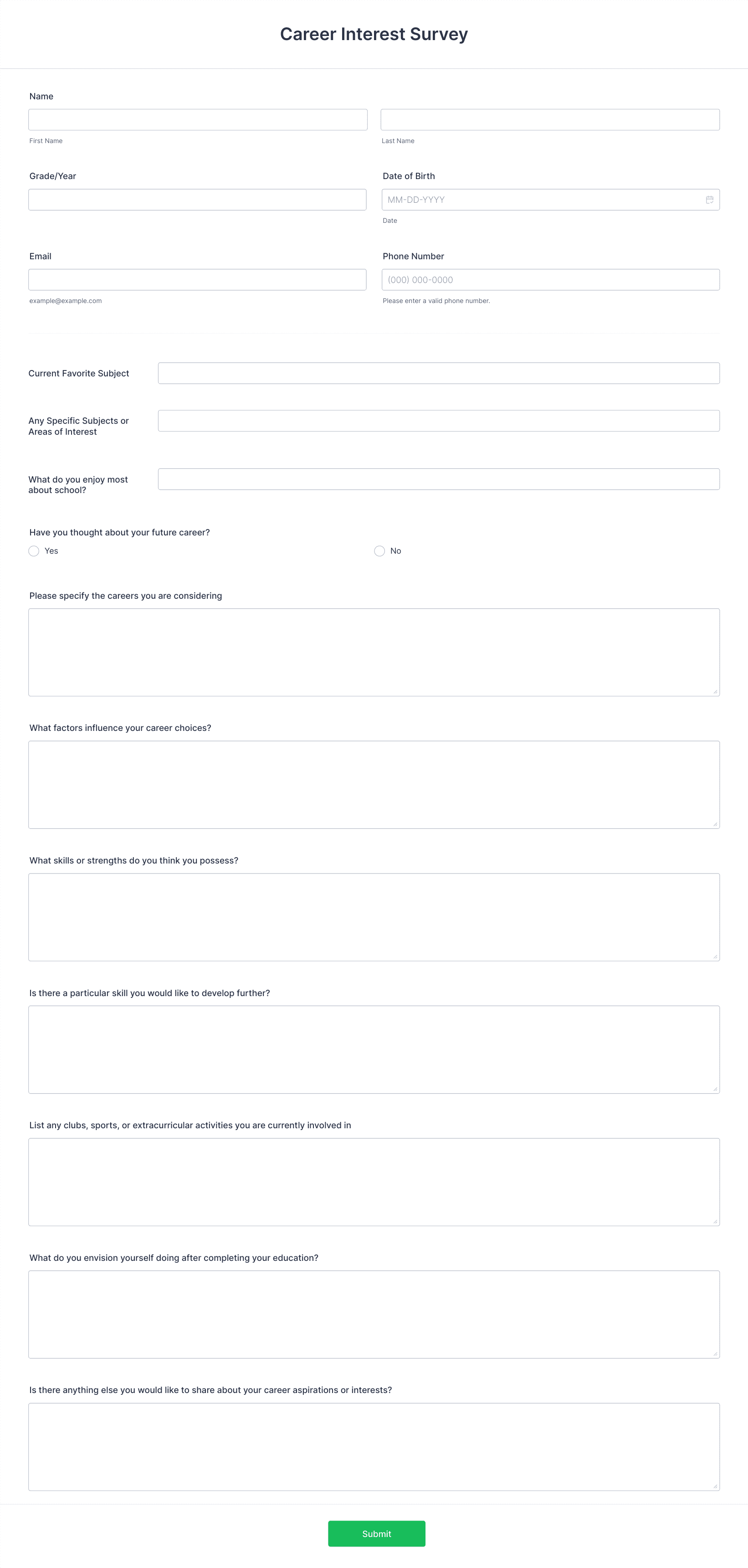 career-interest-survey-form-template-jotform for Free Printable Career Interest Survey Career Interest Survey Form Template | Jotform for Free Printable Career Interest Survey