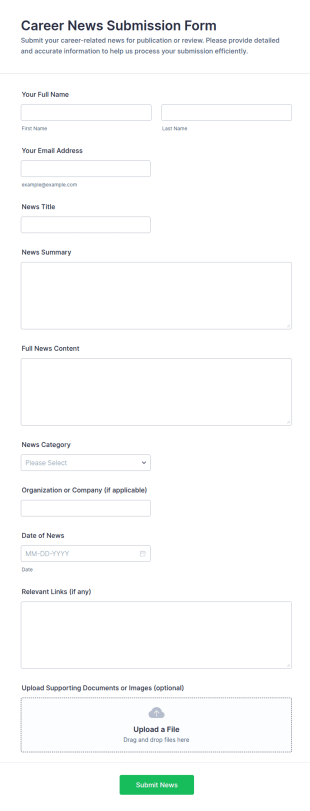Career News Submission Form Template