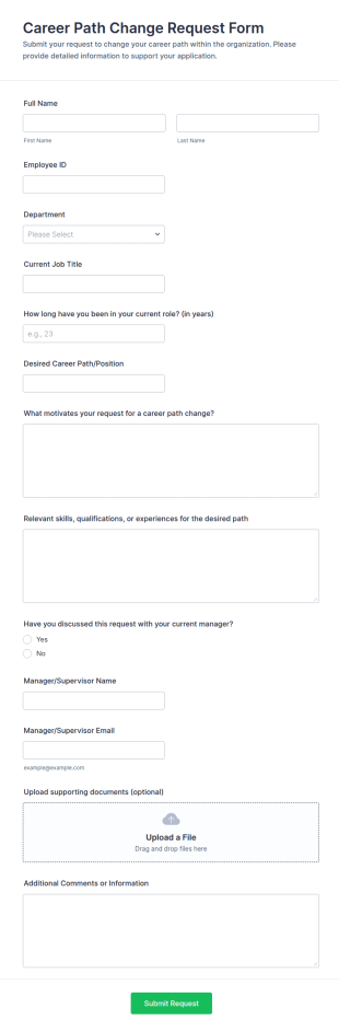 Career Path Change Request Form Template