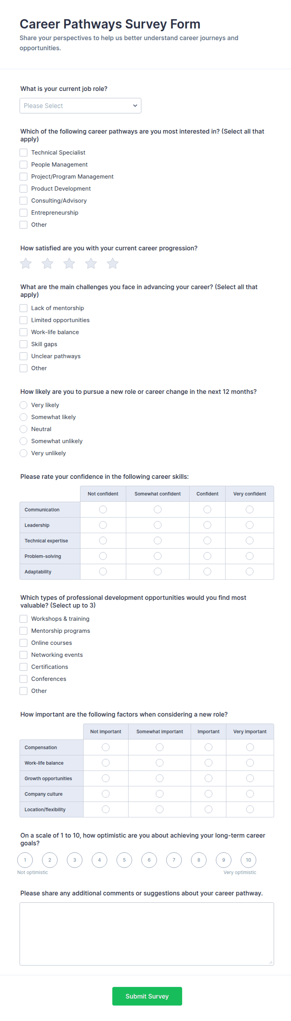 Career Pathways Survey Form Template | Jotform