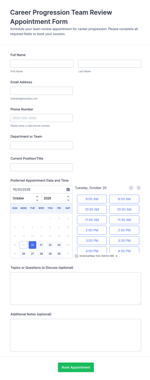 Career Progression Team Review Appointment Form Template