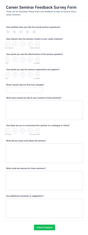 Career Seminar Feedback Form Template