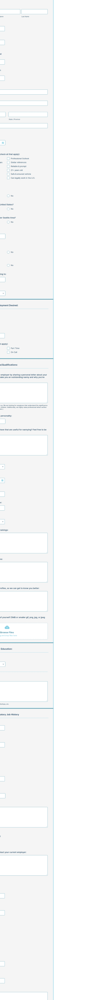 Caregiver Job Application Form Template