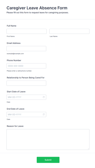 Caregiver Leave Absence Form Form Template