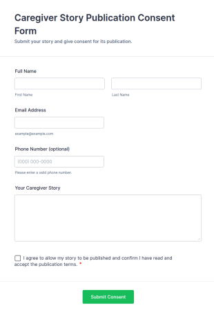 Caregiver Story Publication Consent Form Template