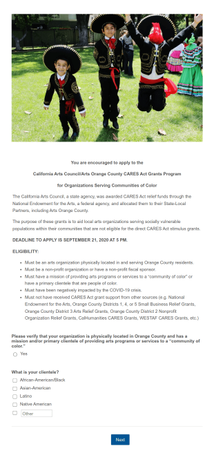 CARES Act Grant Application Form Template