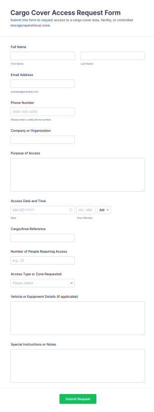 Cargo Cover Access Request Form Template
