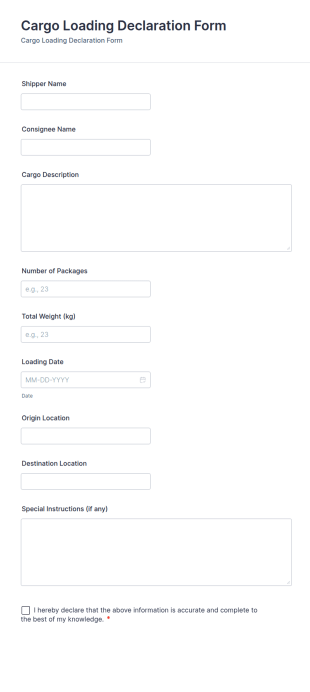 Cargo Loading Declaration Form Template