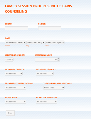 Family Counseling Progress Note Form Template