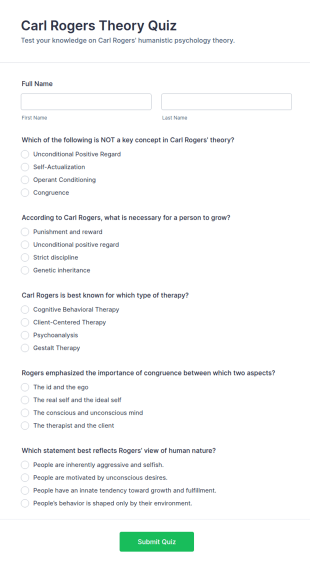 Carl Rogers Theory Quiz Form Template