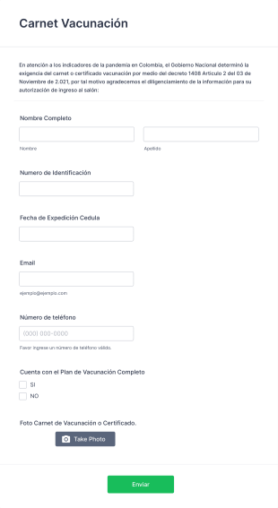 Carnet Vacunación Form Template