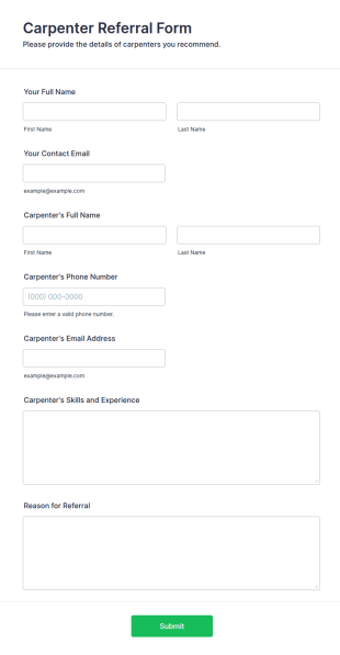 Carpenter Referral Form Template