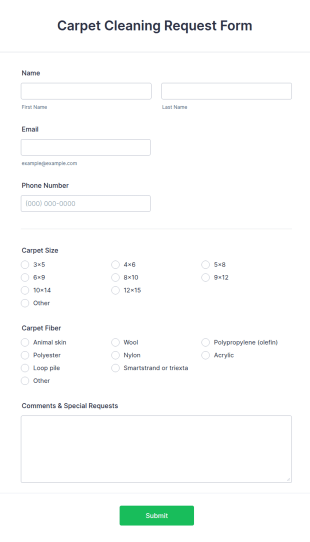 Carpet Cleaning Request Form Template