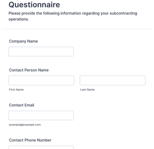 Carrier Subcontracting Questionnaire Form Template