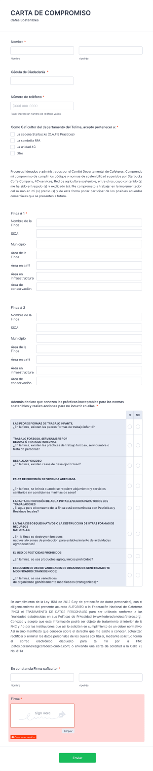 Carta De Compromiso Form Template